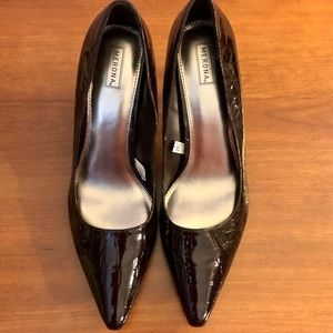Merona Brown Faux Croc Classic Patent Leather Style High Heel Pump Shoes 9.5